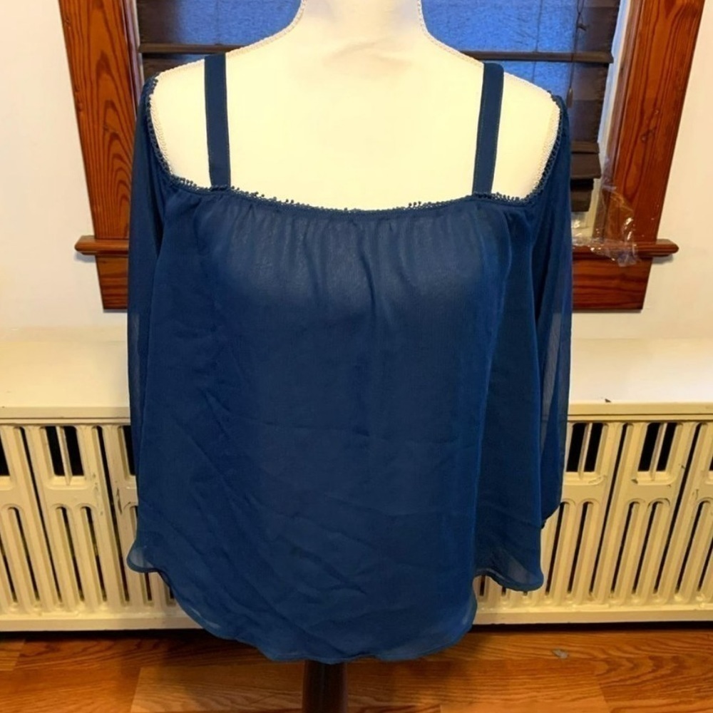 Express Navy Blue Off Shoulder Top Small